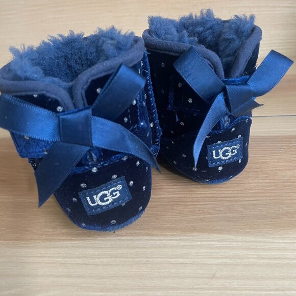 UGGs JESSE BOW II BOOTIES BABY blue CRIB TODDLER 2/3 winter slippers mini kids - Picture 5 of 11